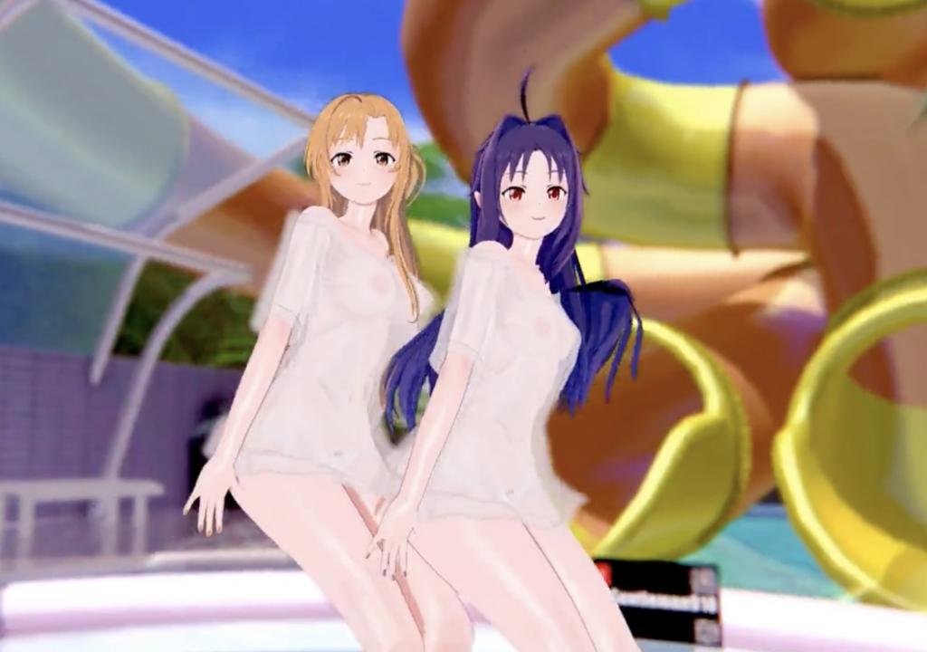 3DMMD亚丝娜×优纪：双娇百合盛宴，娇喘连连高潮迭起！
